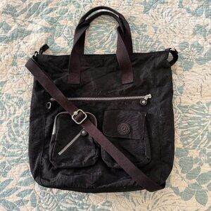 Kipling 'Johanna' Large Black Tote Bag With Crossbody Strap In Nylon